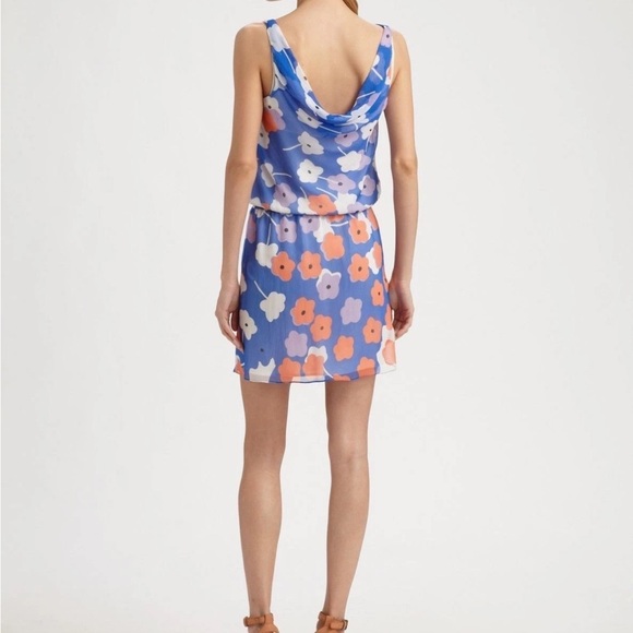 Diane Von Furstenberg Blue, Peach and Purple Floral Silk Mini Dress - Picture 8 of 8